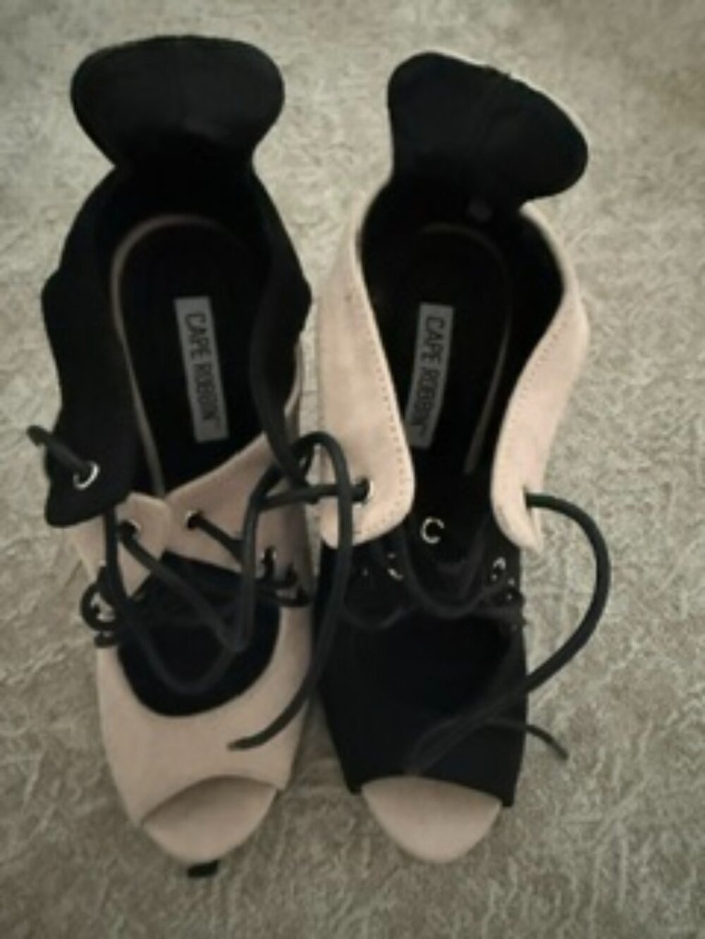 Cape Robbin Black & Nude Lace-Up Heels